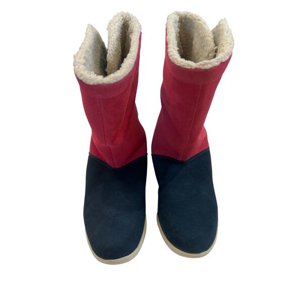 Crocs Boots Womens Size 6 Adela Foldover Fuzz Bottie Shoe Slip On Leather NWOB - Picture 6 of 14